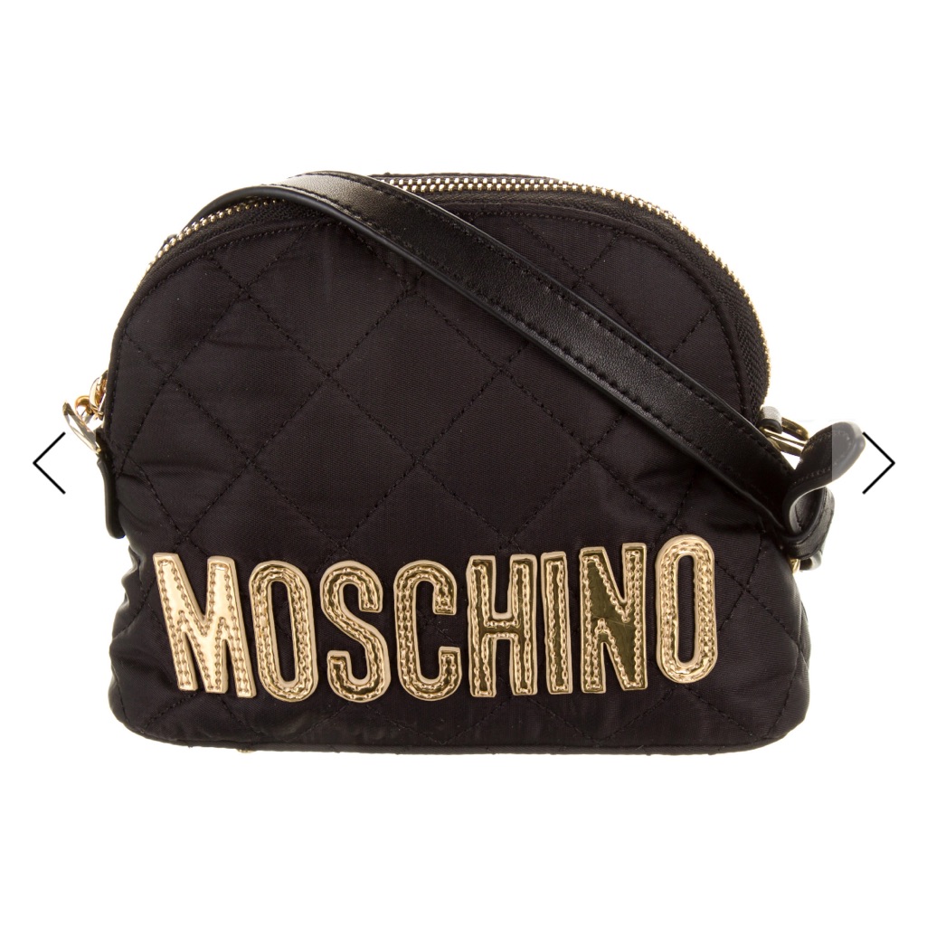 Moschino Quilted Black Crossbody Bag With Gold Logo
